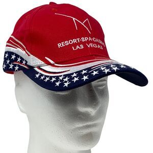 M Resort Spa Casino Las Vegas Hat Cap Red USA Flag Patriotic July 4th Strapback